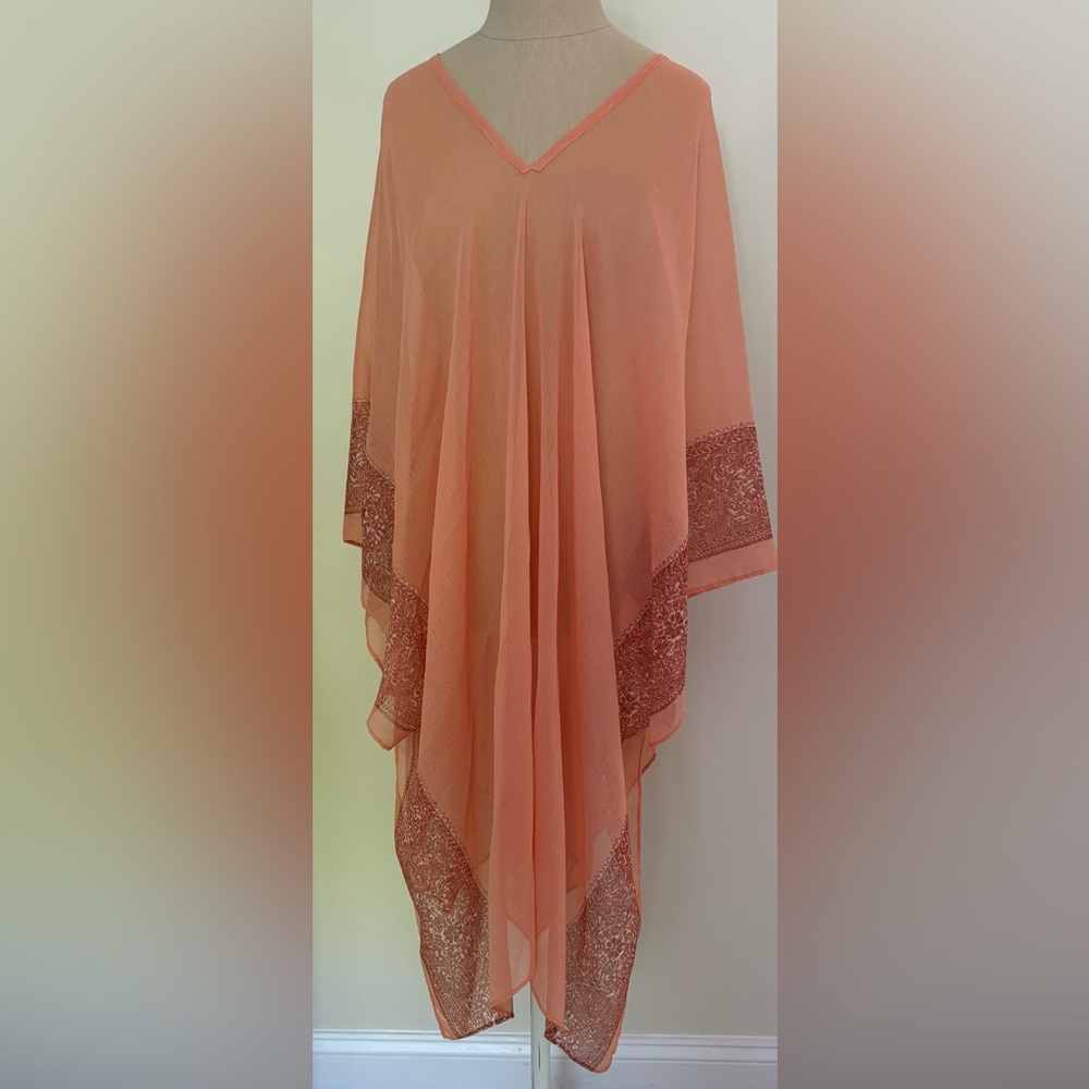 Sheer Orange Swim Coverup; Women’s Large